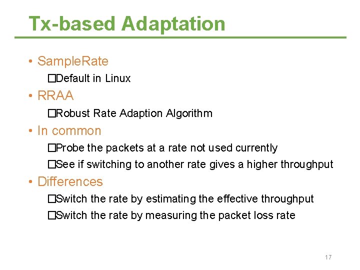 Rate Based Algorithm Wireless Communication Systems CS NCTU Lecture 10 Rate