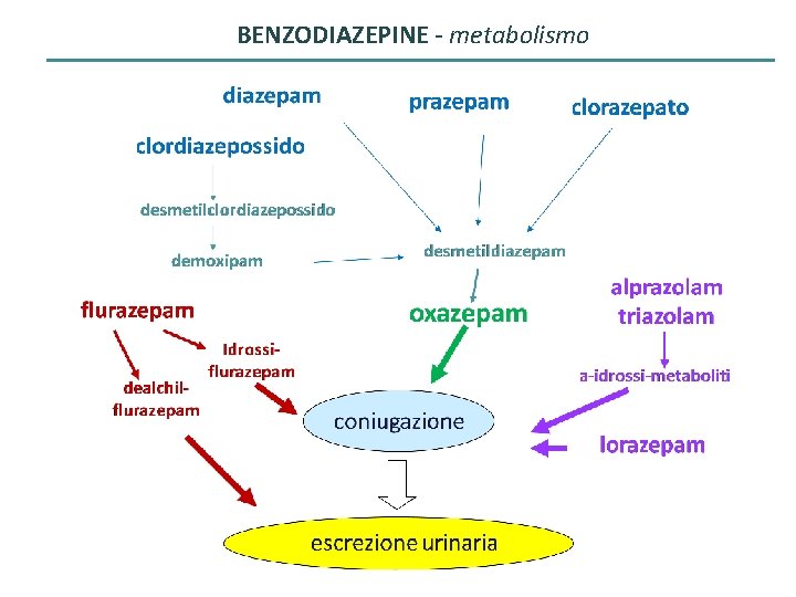 BENZODIAZEPINE - metabolismo 