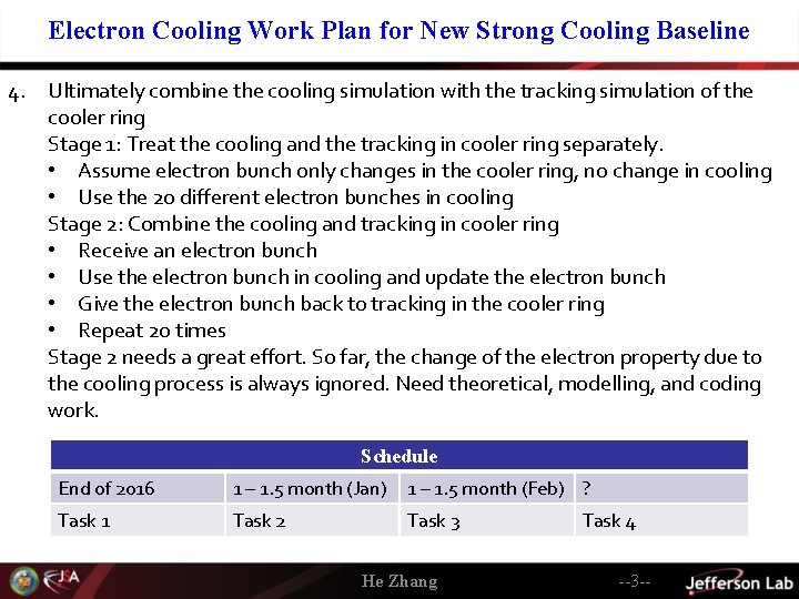 Electron Cooling Work Plan for New Strong Cooling Baseline 4. Ultimately combine the cooling