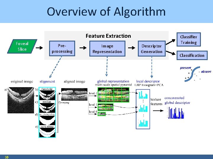 Overview of Algorithm Feature Extraction Foveal Slice Preprocessing Image Representation Descriptor Generation Classifier Training
