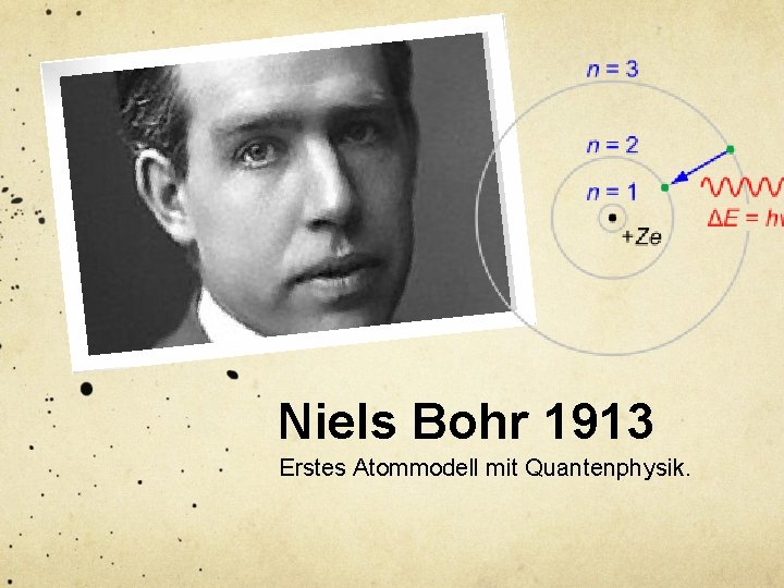 Niels Bohr 1913 Erstes Atommodell mit Quantenphysik. 