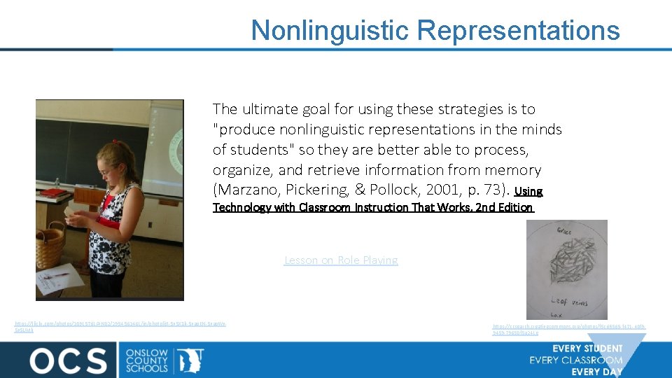 Nonlinguistic Representations The ultimate goal for using these strategies is to "produce nonlinguistic representations