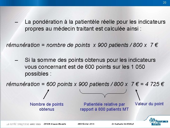 20 20 – La pondération à la patientèle réelle pour les indicateurs propres au