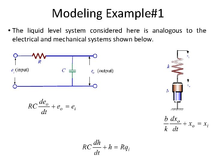 Modeling Example#1 • The liquid level system considered here is analogous to the electrical
