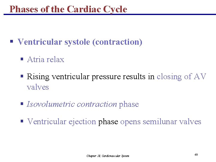 Phases of the Cardiac Cycle § Ventricular systole (contraction) § Atria relax § Rising