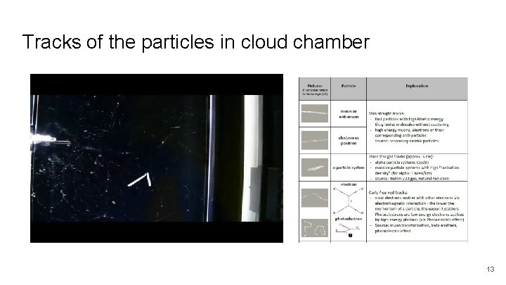 Tracks of the particles in cloud chamber 13 