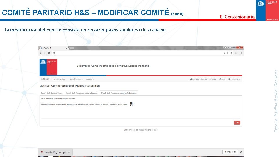 COMITÉ PARITARIO H&S – MODIFICAR COMITÉ (3 de 4) E. Concesionaria Expone: Paulina Aguilar