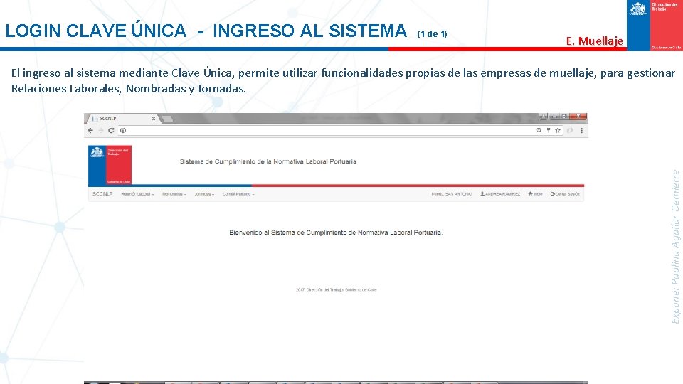 LOGIN CLAVE ÚNICA - INGRESO AL SISTEMA (1 de 1) E. Muellaje Expone: Paulina