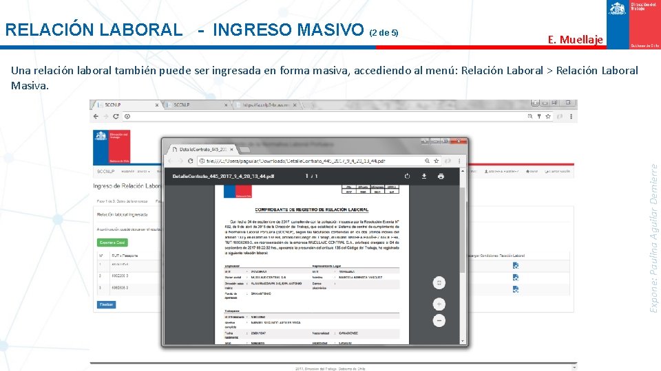 RELACIÓN LABORAL - INGRESO MASIVO (2 de 5) E. Muellaje Expone: Paulina Aguilar Demierre