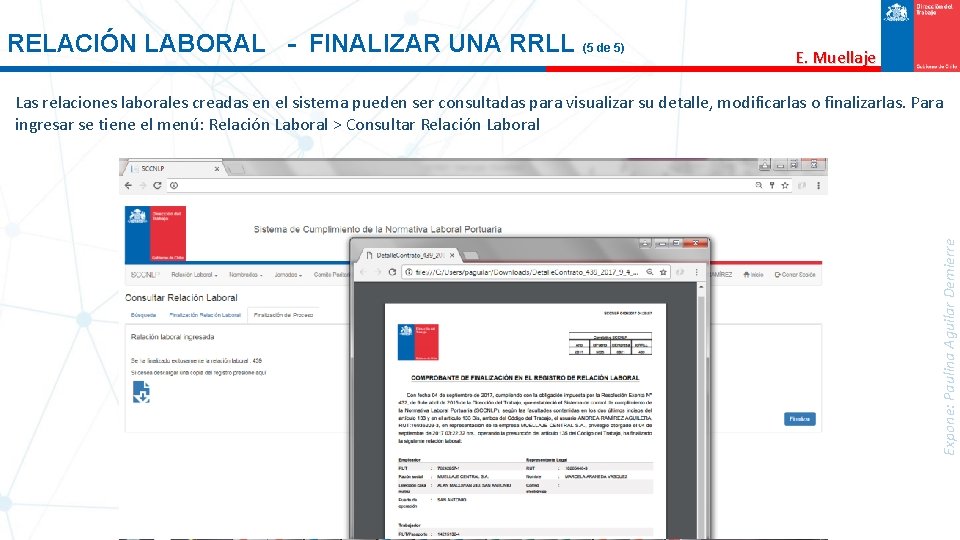 RELACIÓN LABORAL - FINALIZAR UNA RRLL (5 de 5) E. Muellaje Expone: Paulina Aguilar