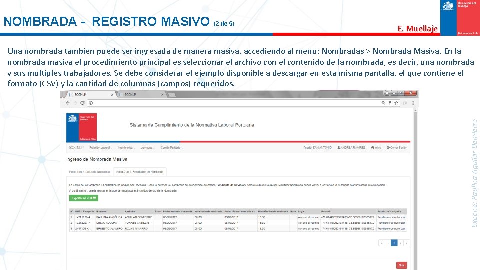NOMBRADA - REGISTRO MASIVO (2 de 5) E. Muellaje Expone: Paulina Aguilar Demierre Una