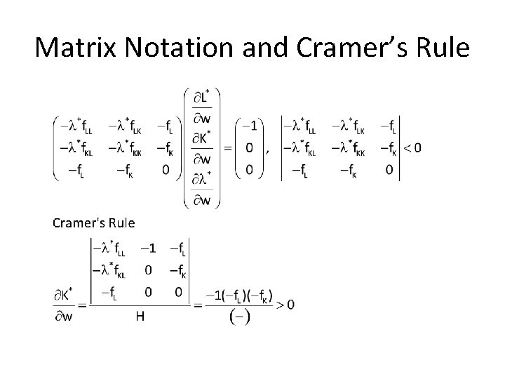 Matrix Notation and Cramer’s Rule 