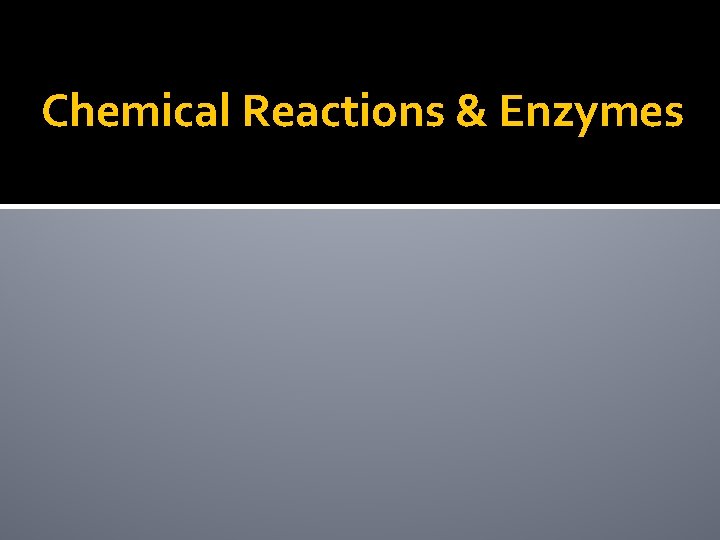 Chemical Reactions & Enzymes 