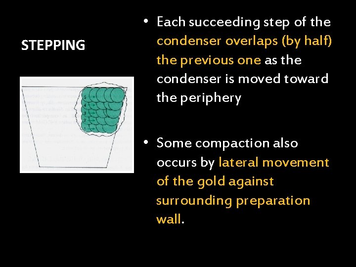 STEPPING • Each succeeding step of the condenser overlaps (by half) the previous one