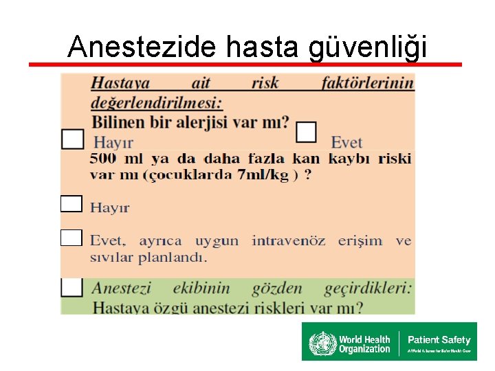 Anestezide hasta güvenliği 