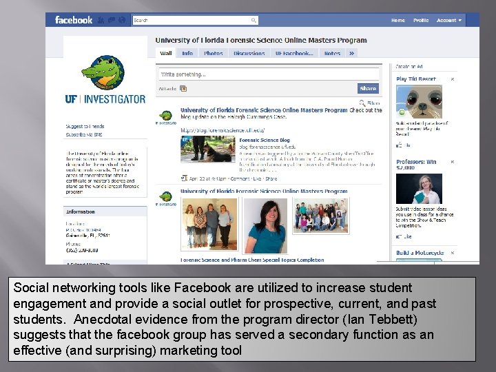 Social networking tools like Facebook are utilized to increase student engagement and provide a Social networking tools like Facebook are utilized to increase student engagement and provide a