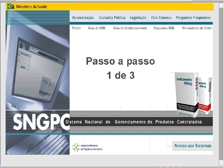 Sistema Nacional de Gerenciamento de Produtos Controlados Sítio eletrônico: www. anvisa. gov. br/sngpc 