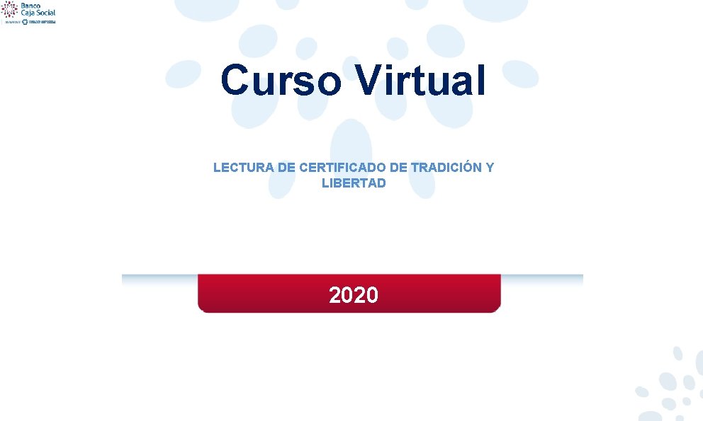 Curso Virtual LECTURA DE CERTIFICADO DE TRADICIÓN Y LIBERTAD 2020 