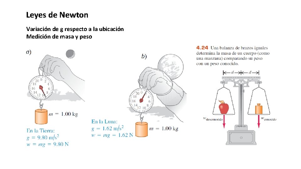 Leyes de Newton Variación de g respecto a la ubicación Medición de masa y