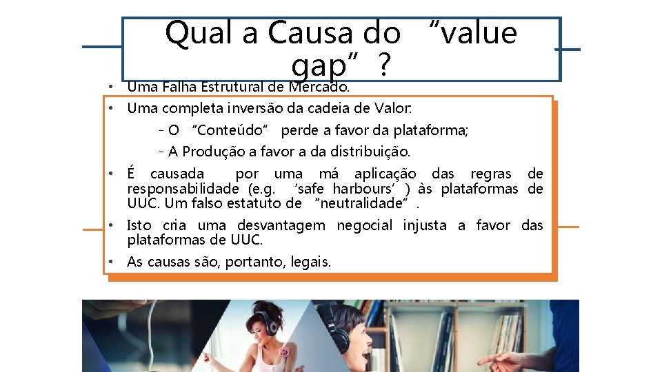 Qual a Causa do “value gap”? • Uma Falha Estrutural de Mercado. • Uma