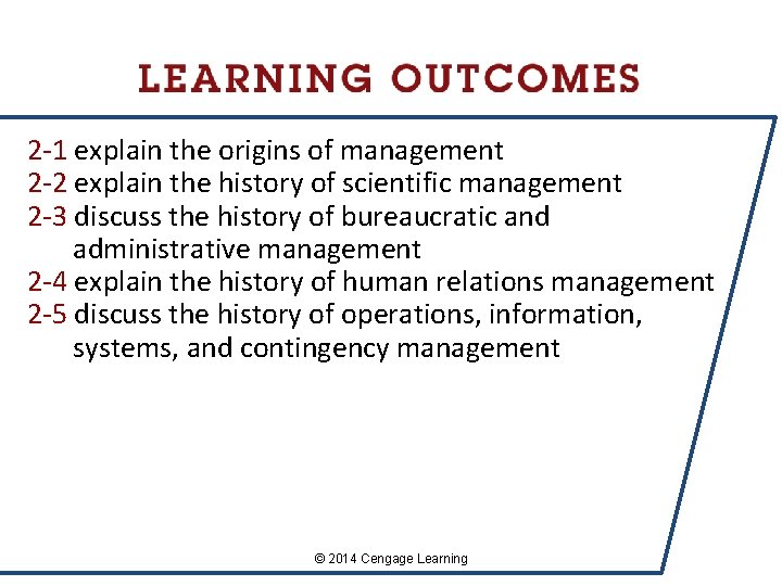 2 -1 explain the origins of management 2 -2 explain the history of scientific