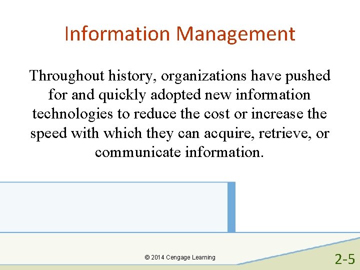 Information Management Throughout history, organizations have pushed for and quickly adopted new information technologies