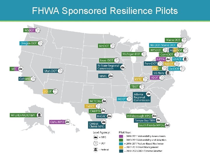 FHWA Sponsored Resilience Pilots 