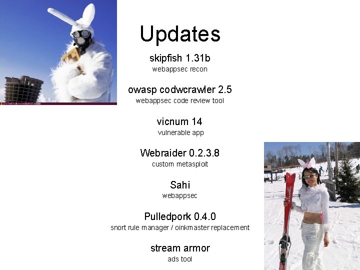 Updates skipfish 1. 31 b webappsec recon owasp codwcrawler 2. 5 webappsec code review