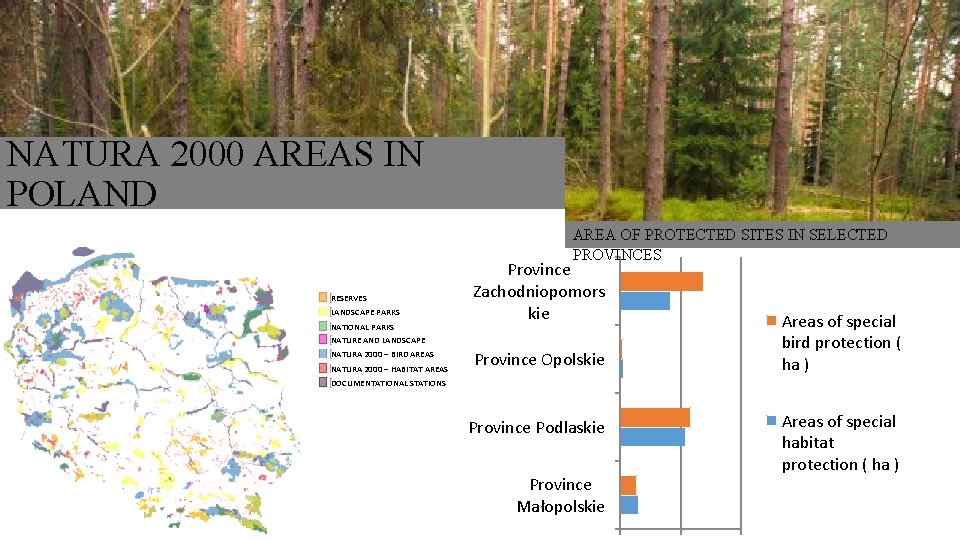 NATURA 2000 AREAS IN POLAND AREA OF PROTECTED SITES IN SELECTED PROVINCES RESERVES LANDSCAPE