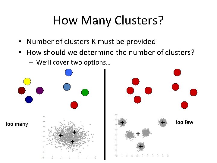 How Many Clusters? • Number of clusters K must be provided • How should
