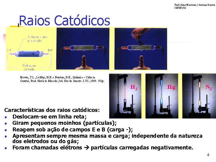 Prof. Aline Monteiro / Antonio Guerra CEFET/RJ Raios Catódicos Brown, T. L. , Le.