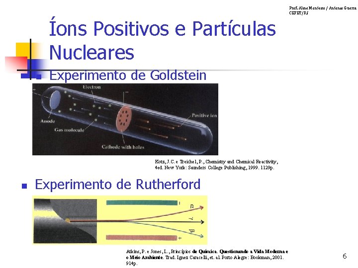 Prof. Aline Monteiro / Antonio Guerra CEFET/RJ Íons Positivos e Partículas Nucleares n Experimento