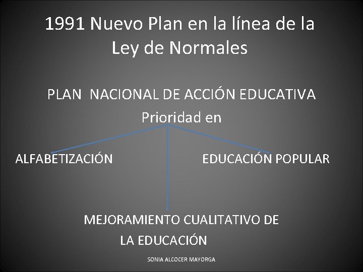 1991 Nuevo Plan en la línea de la Ley de Normales PLAN NACIONAL DE