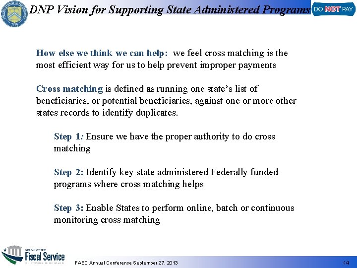 DNP Vision for Supporting State Administered Programs How else we think we can help: