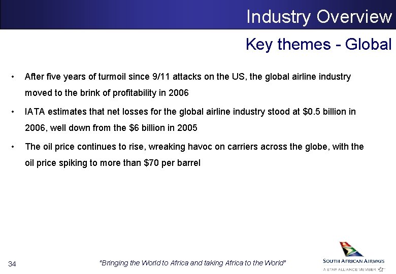 Industry Overview Key themes - Global • After five years of turmoil since 9/11