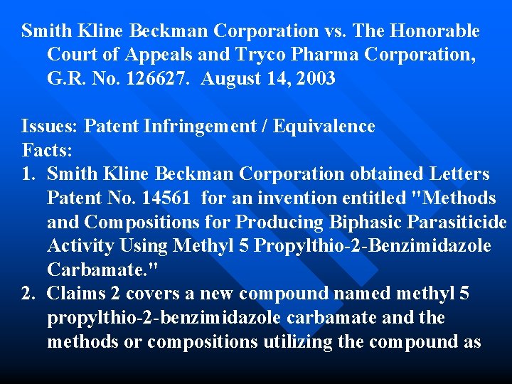 Smith Kline Beckman Corporation vs. The Honorable Court of Appeals and Tryco Pharma Corporation,