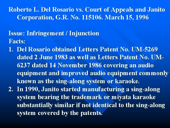 Roberto L. Del Rosario vs. Court of Appeals and Janito Corporation, G. R. No.