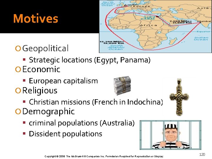 Motives Geopolitical Strategic locations (Egypt, Panama) Economic European capitalism Religious Christian missions (French in