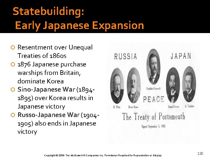 Statebuilding: Early Japanese Expansion Resentment over Unequal Treaties of 1860 s 1876 Japanese purchase