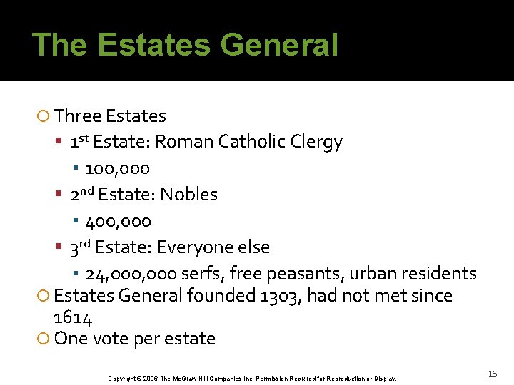 The Estates General Three Estates 1 st Estate: Roman Catholic Clergy ▪ 100, 000