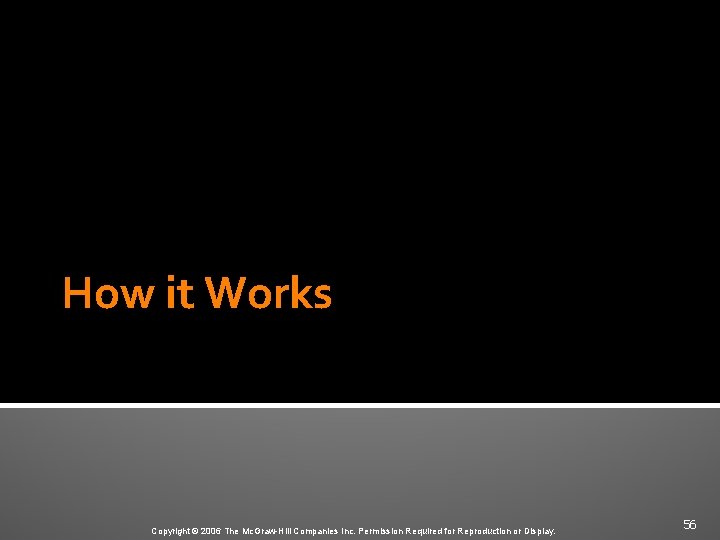 How it Works Copyright © 2006 The Mc. Graw-Hill Companies Inc. Permission Required for