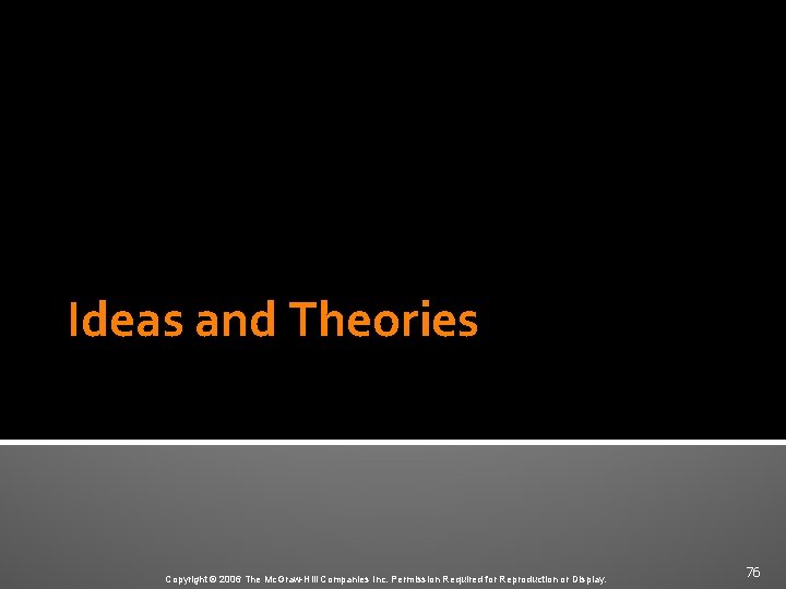 Ideas and Theories Copyright © 2006 The Mc. Graw-Hill Companies Inc. Permission Required for