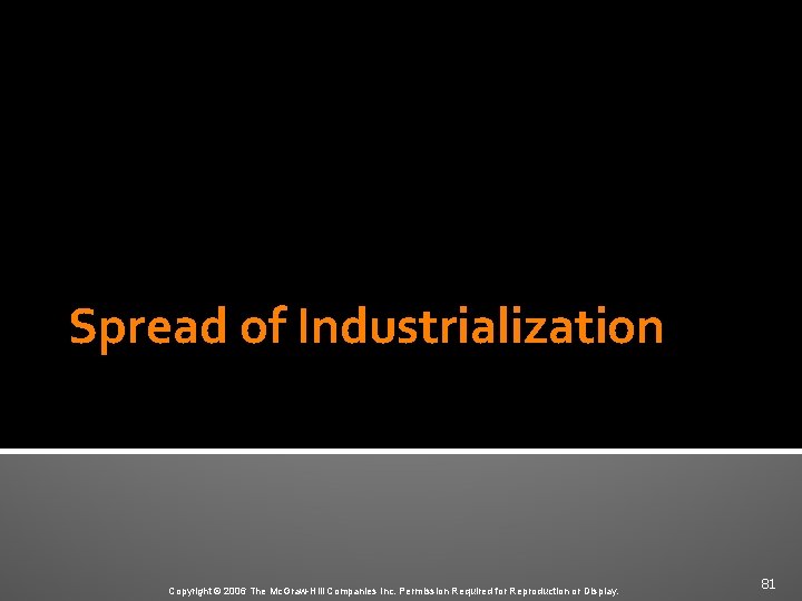 Spread of Industrialization Copyright © 2006 The Mc. Graw-Hill Companies Inc. Permission Required for