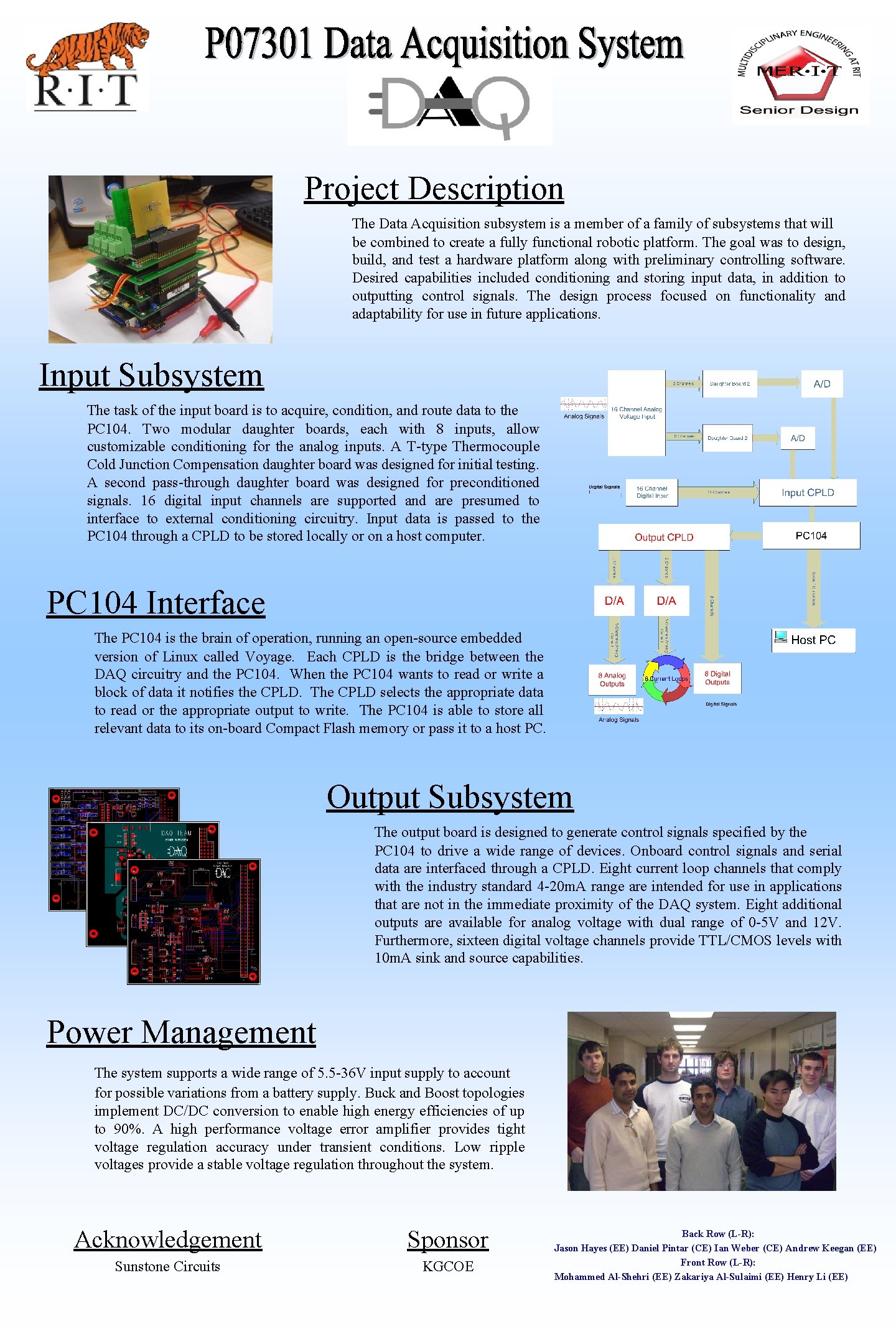 Project Description The Data Acquisition subsystem is a