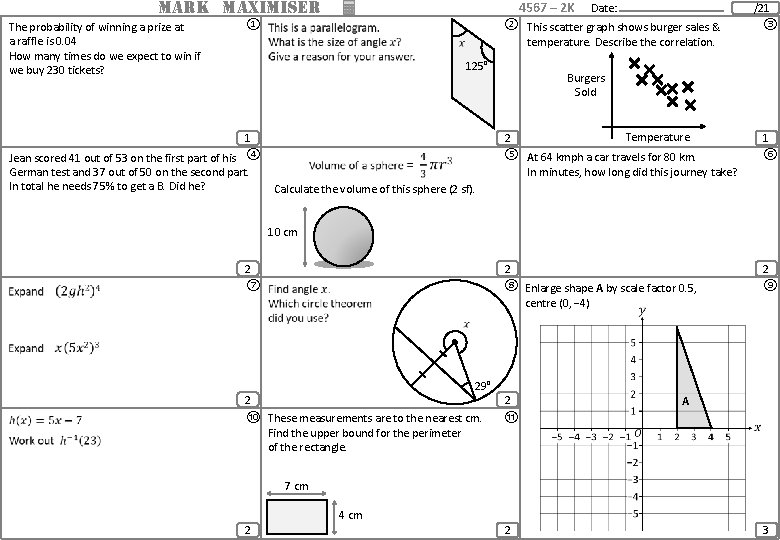 MARK MAXIMISER The probability of winning a prize at a raffle is 0. 04