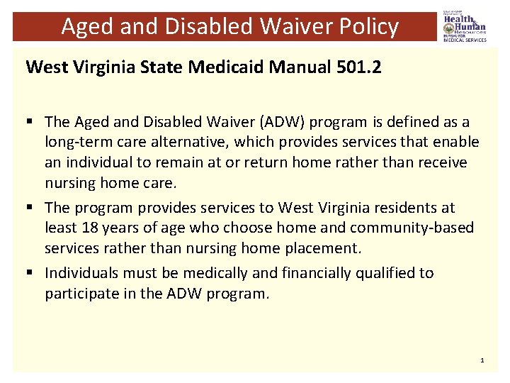Aged and Disabled Waiver ADW Program PERSONAL OPTIONS