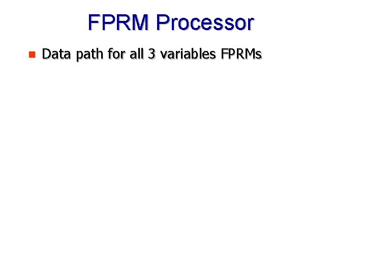 FPRM Processor n Data path for all 3 variables FPRMs 
