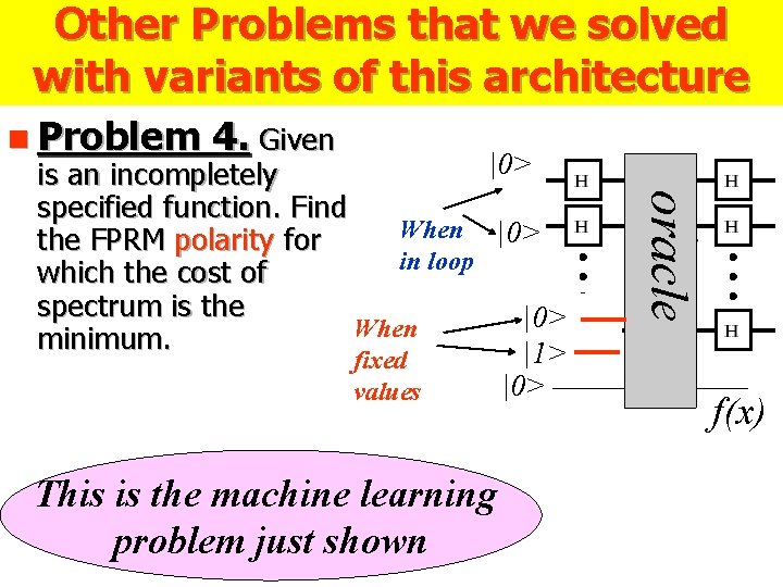 Other Problems that we solved with variants of this architecture This is the machine