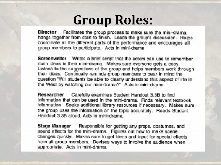 Group Roles: Group Roles: