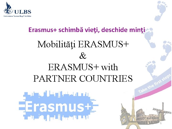 Erasmus+ schimbă vieţi, deschide minţi Mobilităţi ERASMUS+ & ERASMUS+ with PARTNER COUNTRIES 1 